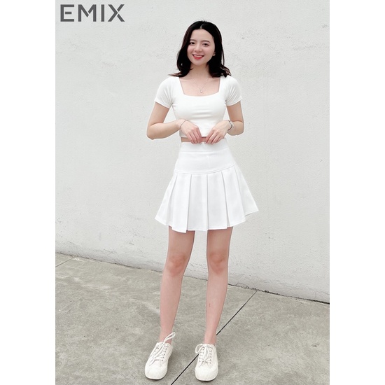 Chân váy tennis EMIX (3 màu), ulzzang, dáng ngắn 40cm, cạp cao, form rộng, chữ A, xếp ly bản to, chất tuyết mưa CV305