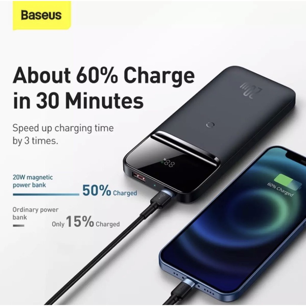 Pin dự phòng sạc không dây tích hợp nam châm PD 20W Baseus Magnetic Wireless Quick Charging Power Bank(10000mAh, PD 20W)