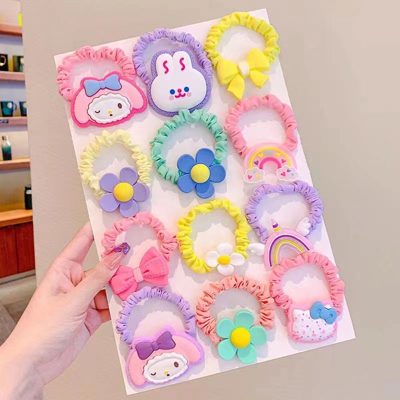 Dây buộc tóc nhiều họa tiết dễ thương cho bé gái set 5 dây