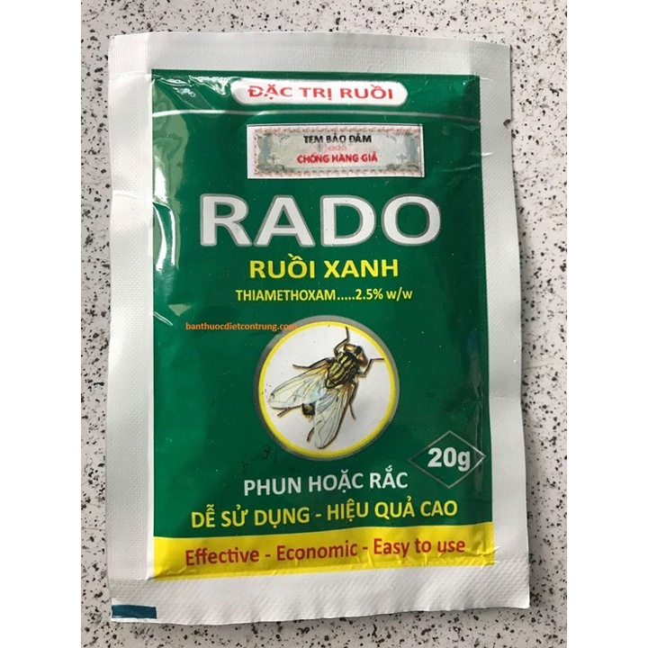 Thuốc diệt ruồi tận gốc RADO Ruồi Xanh gói 20g diệt ruồi nhanh chóng hiệu quả an toàn diệt ruồi nhà hàng quán ăn