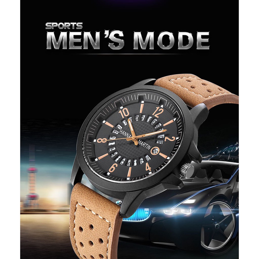 [CHÍNH HÃNG] Đồng hồ nam HANNAH MARTIN HM-1601 dây da cao cấp phong cách hoài cổ