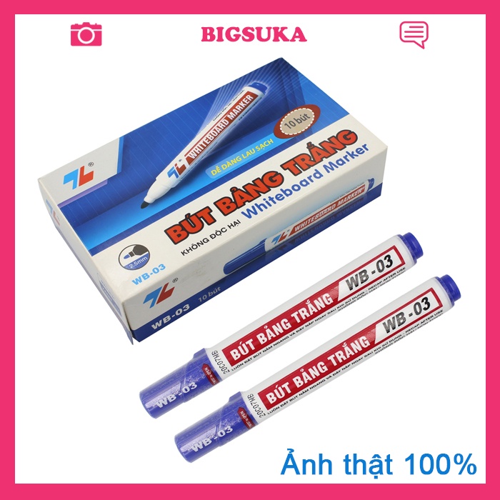 Bút lông bảng trắng Thiên Long nhiều màu WB-03 [Hộp 10 cây] BIGSUKA