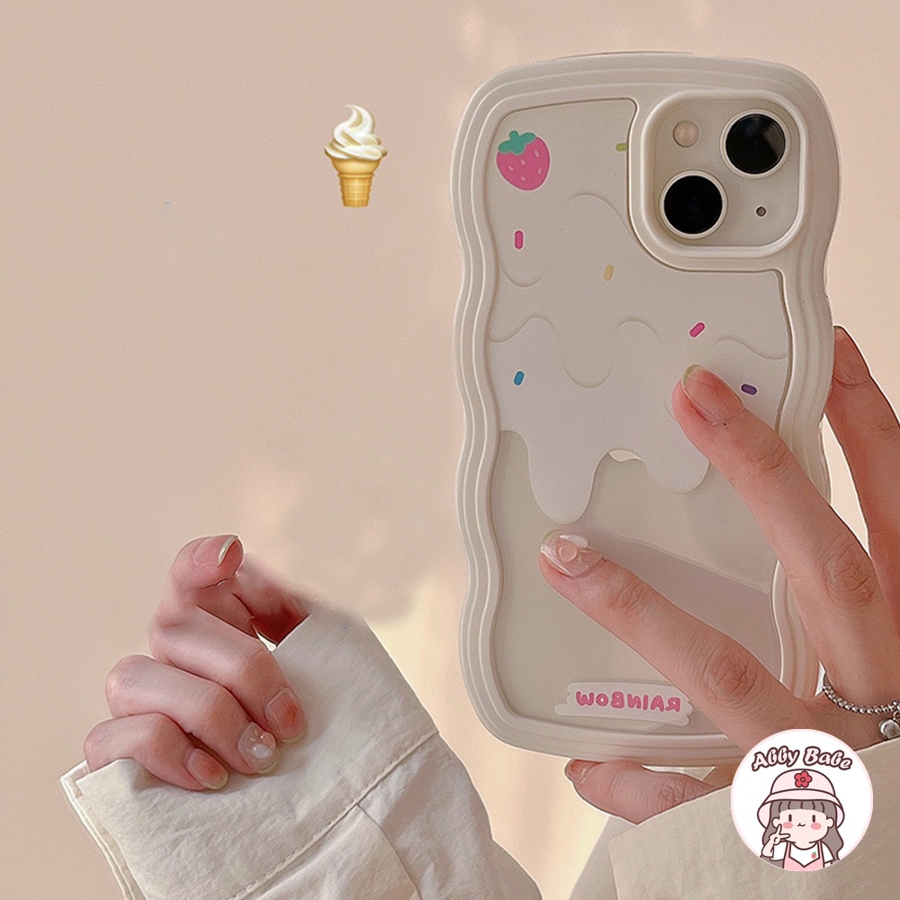 Ốp Điện Thoại TPU Mềm Chống Sốc Họa Tiết Kem Dâu 3D Cho Iphone 11 7Plus 13 12 11 Pro Max X XS 12 13 XR