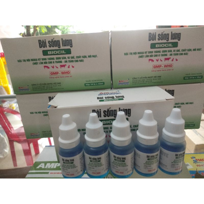 Bôi sống lưng 10ml tr.ị ve, ghẻ, giun sán, 1 lần cho 6 tháng