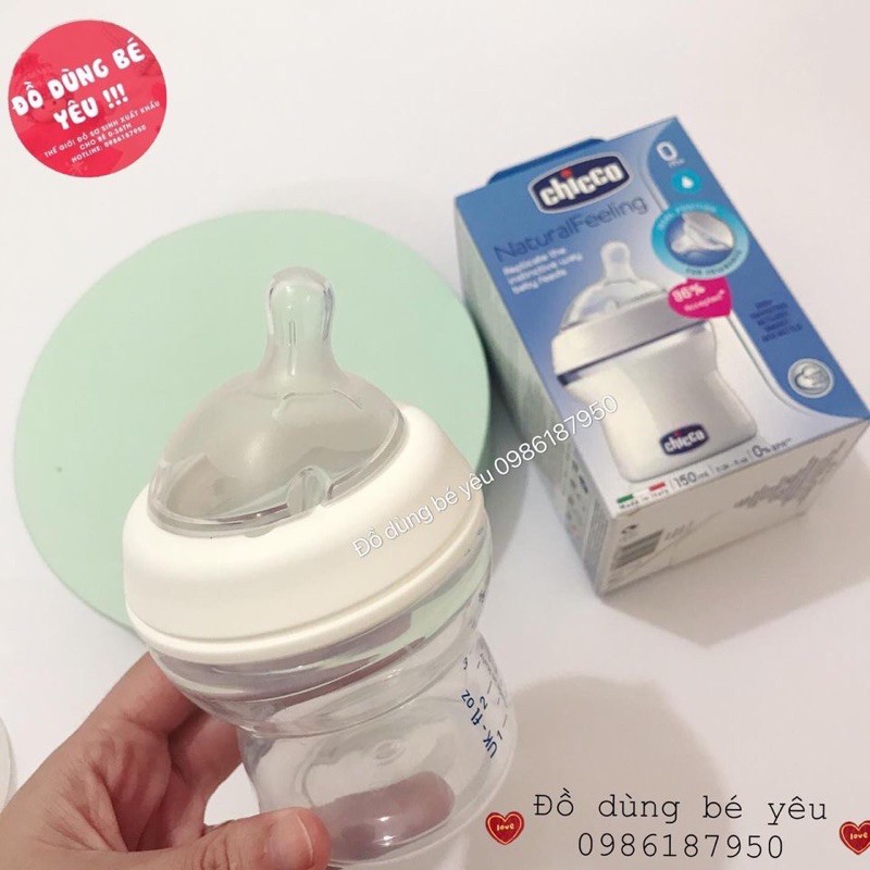 Bình sữa núm nghiêng Pisa Natural Feeling Chicco [ babyboo]