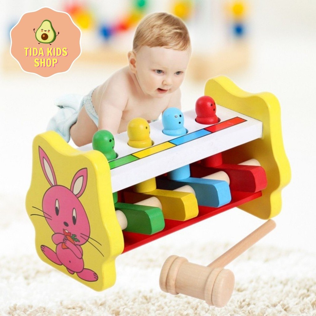 Đồ Chơi Gỗ TIDA KIDS SHOP, Đồ Chơi Giáo Dục WoodenToy Percussion Đập Chuột Hình Con Thỏ Cho Bé Giá Tốt