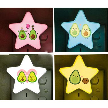 Đèn ngủ ngôi sao quả bơ DLSI10 avocado cảm biến ánh sáng hoạt hình cute dễ thương