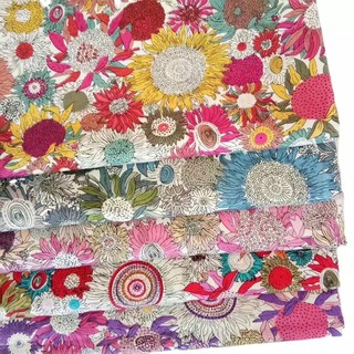 #V94🌻 VẢI TWILL HOẠ TIẾT HOA HƯỚNG DƯƠNG MAY ĐỒ CHO TRẺ EM, DOLL, OBITSU, DIY, DECOR, HANDMADE, QUILTING, SCRUNCHIES