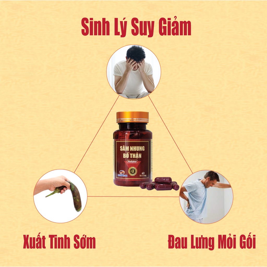 Viên uống tăng cường sinh lý sâm nhung bổ thận Hadiphar (60 viên)