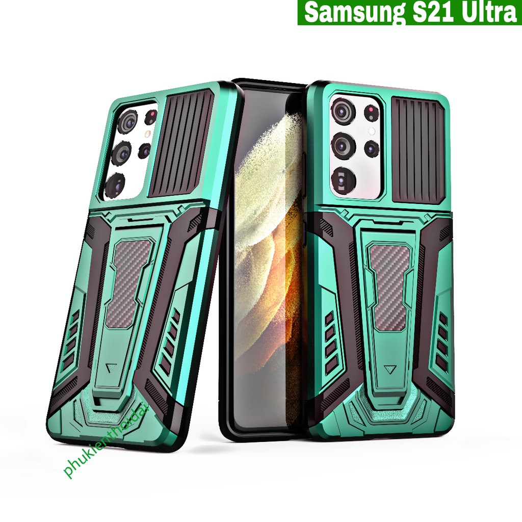 Ốp lưng Samsung S21 Ultra Iron Man Pro chống sốc giá đỡ xem phim cao cấp