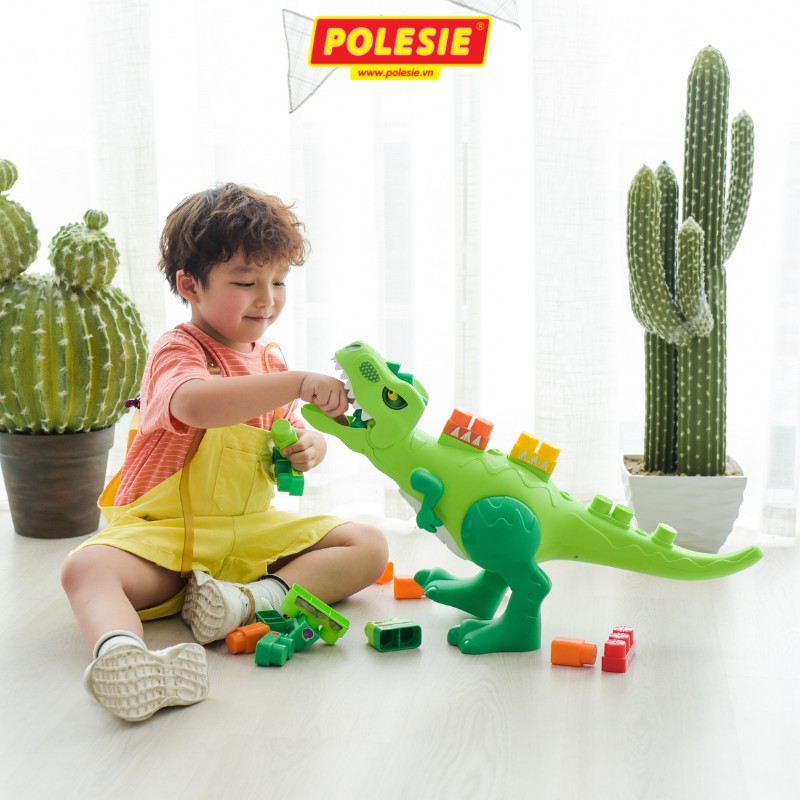 Đồ Chơi Mô Hình Khủng Long Cỡ Lớn+Bộ Lắp Ghép 30 Chi Tiết Nhựa Nguyên Sinh Nhập Khẩu Châu Âu CHÍNH HÃNG POLESIE 67807