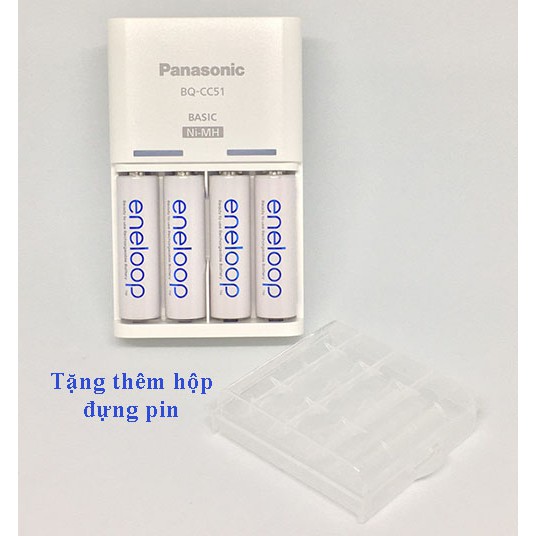 ⚡ Sale Sốc ⚡️ Bộ sạc pin Panasonic BQ-CC51 kèm 2 pin sạc Eneloop 2000mAh  Tặng kèm hộp đựng pin