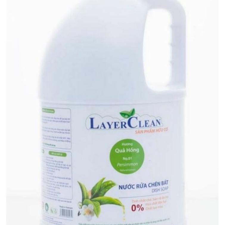 Nước rửa chén bát hữu cơ Layer Clean hương quả hồng can 5L chiết xuất từ thảo mộc