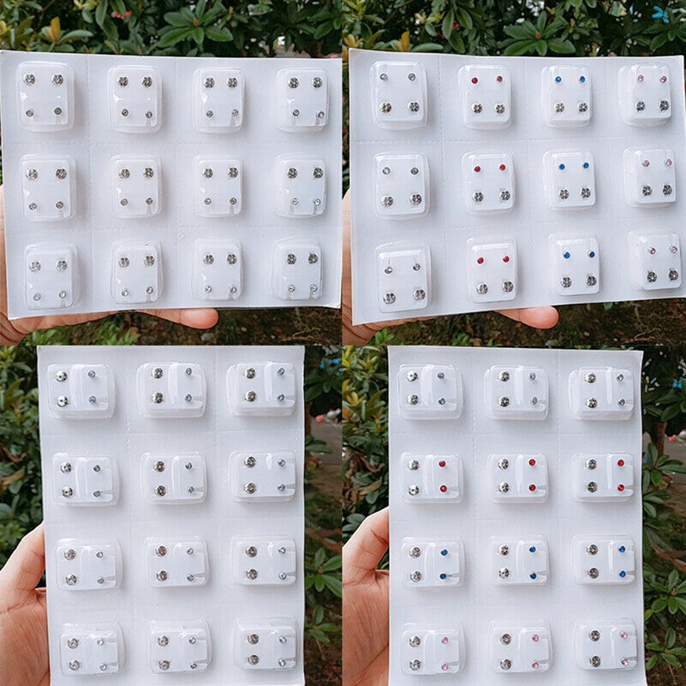Cod Qipin 12 Pairs Allergy Free Earrings Piercing Tool Kits Ear Stud Surgical Alloy Jewelry