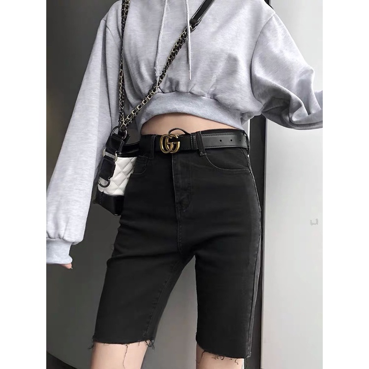 [55kg~90kg] Quần jean ngố / lửng dành cho BIGSIZE lưng cao, co dãn mạnh màu xám lông chuột 3966