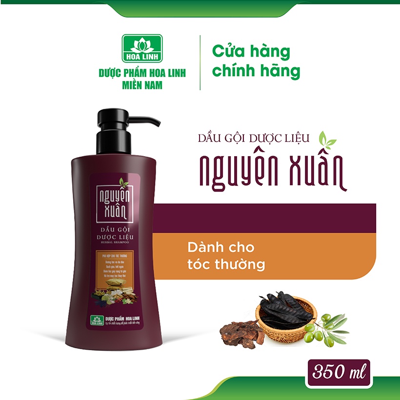 Dầu gội Dược liệu Nguyên Xuân nâu 350ml - Tóc thường (Khuyến mại thêm 35ml giá không đổi)