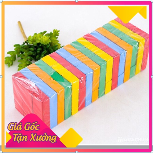 Bộ rút gỗ xếp hình màu Domino Montessori hình khối, đồ chơi lắp ráp an toàn rèn luyện trí thông minh cho trẻ