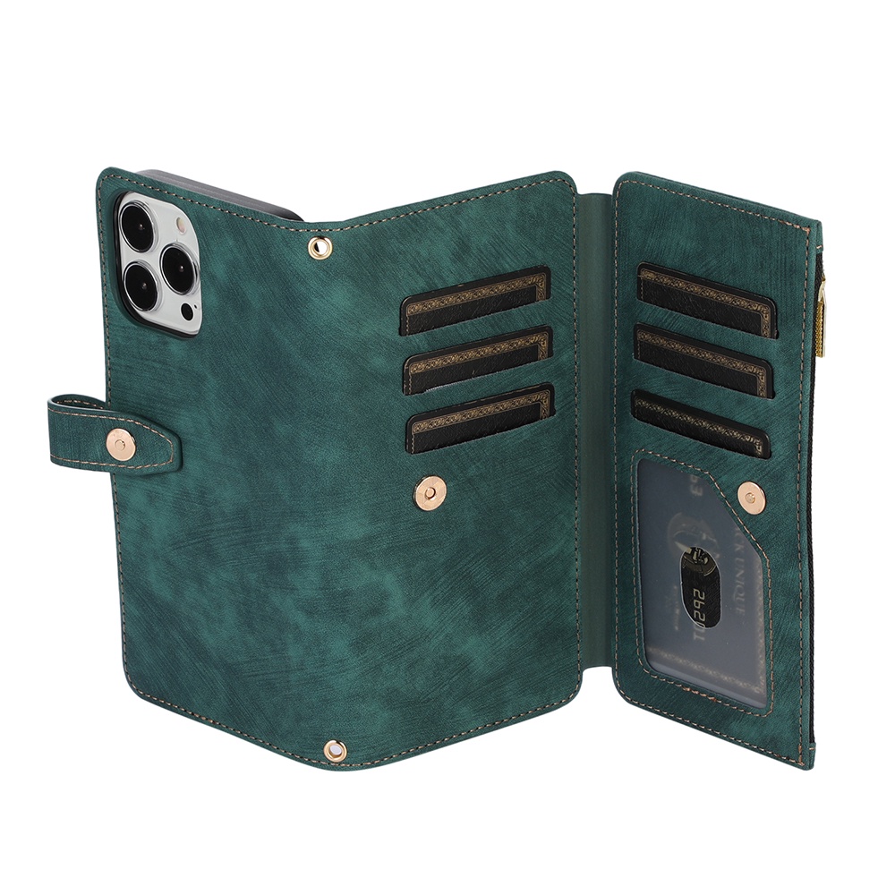 Ốp Điện Thoại Dạng Ví Có 9 Ngăn Đựng Thẻ Và Giá Đỡ Cho iphone 13 Pro MAX 12 11 Pro MAX 13Pro 12Pro