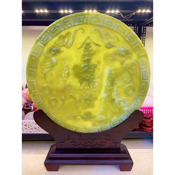 Đồng Tiền Đá Ngọc Xanh Pakistan Phong Thuỷ