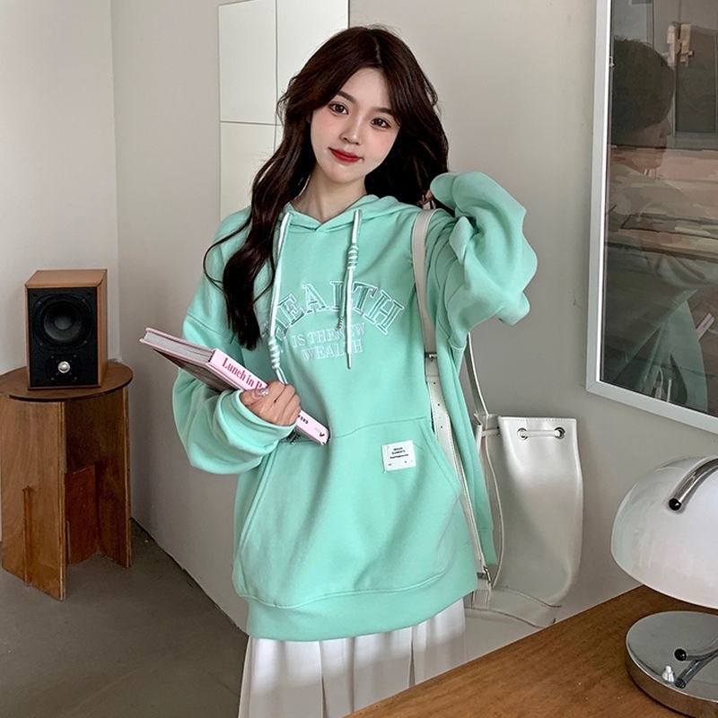 Áo hoodie dài tay thêu chữ phong cách mới