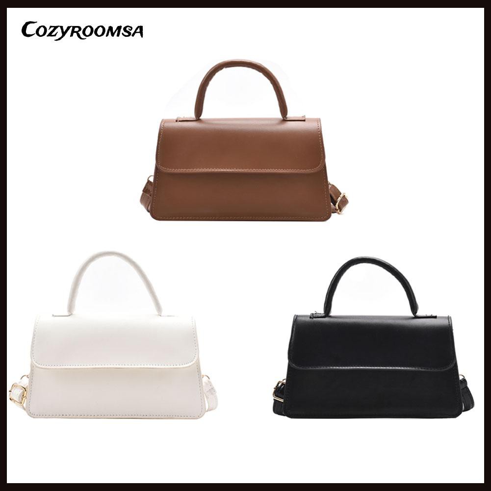 Fashion Women PU Solid Color Crossbody Shoulder Bag Top-handle Tote Purse