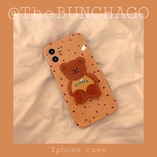 Ốp lưng Iphone chất imd nền vàng kèm popsocket gấu đáng iu 🐻✨
