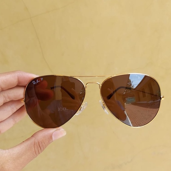 Rayban aviator glasses rb3026 size 62 polarized lens brown frame Gold original