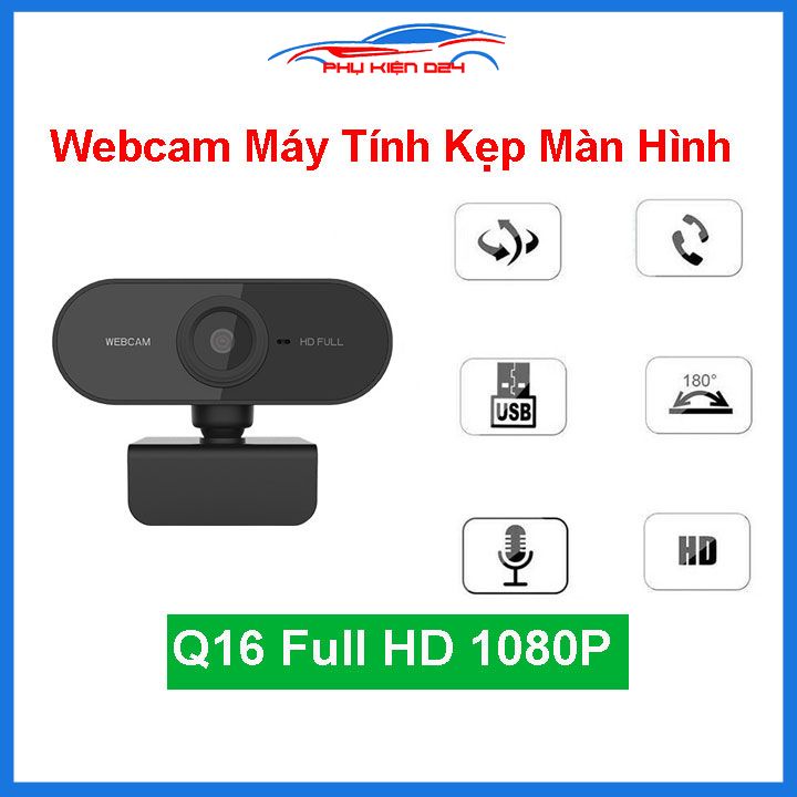 Webcam máy tính dùng cho học online gọi video Q16 Full HD 1080P có Mic-USB chân kẹp màn hình