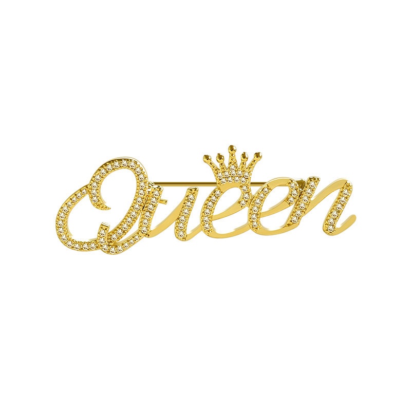 Trâm Cài Áo In Chữ Queen Phong Cách Hàn Quốc Thời Trang