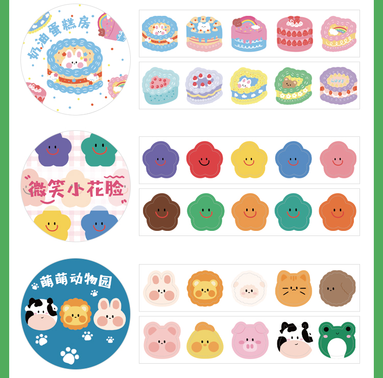 Cuộn 100 nhãn dán in họa tiết đáng yêu trang trí đa năng