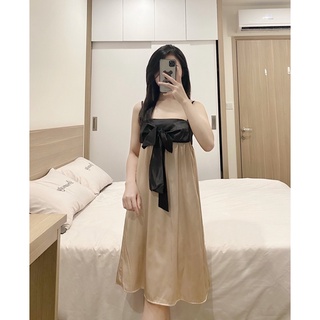 Váy lụa 2 dây ngực nơ