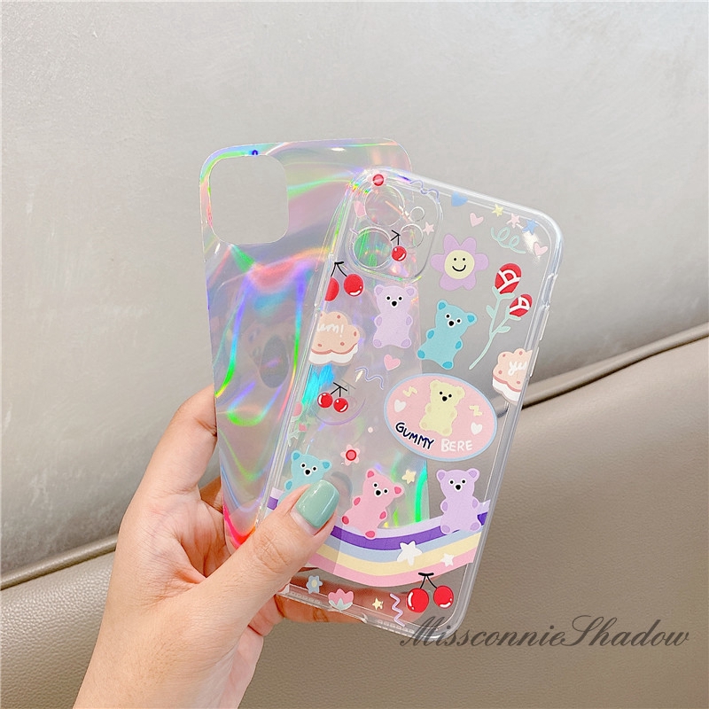 Casing INS Cute Cartoon Bear Soft Silicon Cover IPhone 11 Pro Max IPhone 7 8 6 6s Plus XR X XS MAX SE 2020 iPhone 12 Pro Max 12Mini Laser Case