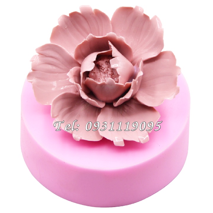 Khuôn rau câu silicon hoa mẫu đơn tầng cánh cúp - Mã số 1636