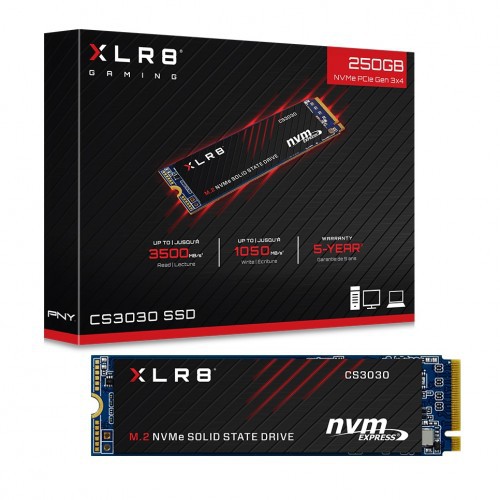 Ổ cứng PNY SSD XLR8 CS3030 M.2 2280 NVMe PCIe Gen 3x4, 250GB/500GB/1TB HÀNG CHÍNH HÃNG BẢO HÀNH 5 NĂM
