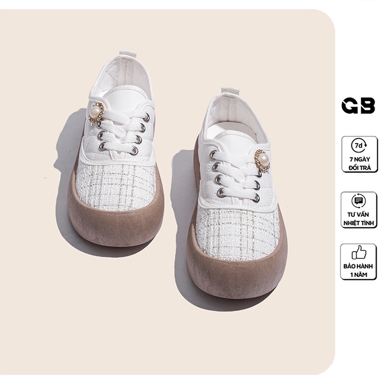 Giày Sneaker Nữ Da Mềm Kèm Sticker Xinh Xắn giayBOM B1614