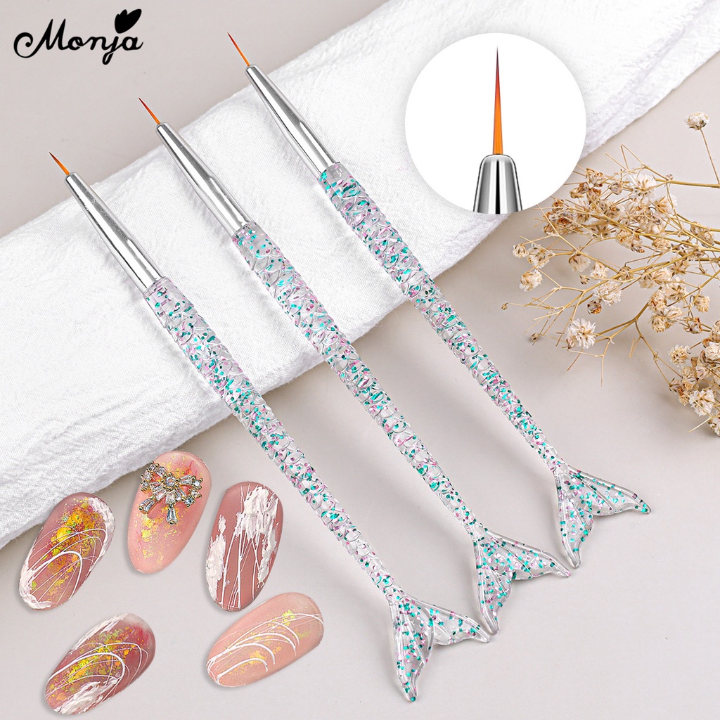 Set 3 cọ vẽ trang trí móng tay nghệ thuật MONJA chuyên nghiệp tiện lợi