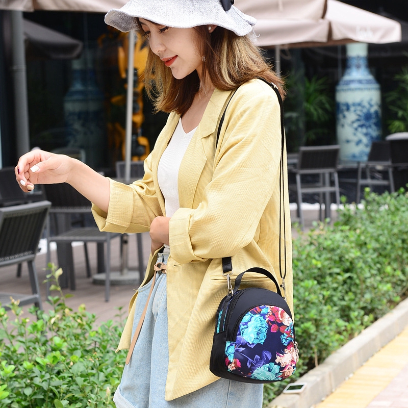 Túi đeo vai khóa kéo in họa tiết hoa đa năng thời trang mùa hè cho bạn gái
