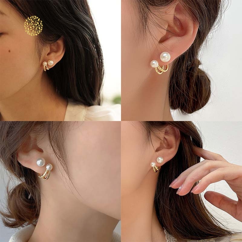 Khuyên Tai Mạ Bạc 925 Đính Ngọc Trai Nhân Tạo Thời Trang