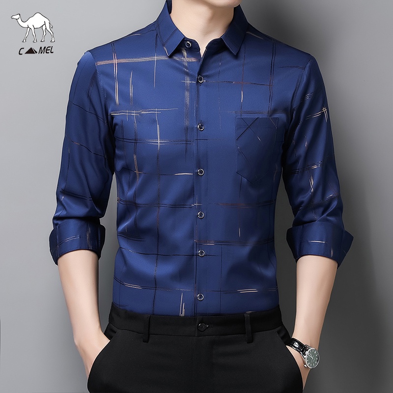 Áo Sơ Mi Dài Tay Họa Tiết Sọc Caro Thiết Kế Mới Cao Cấp Thời Trang Công Sở Cho Nam