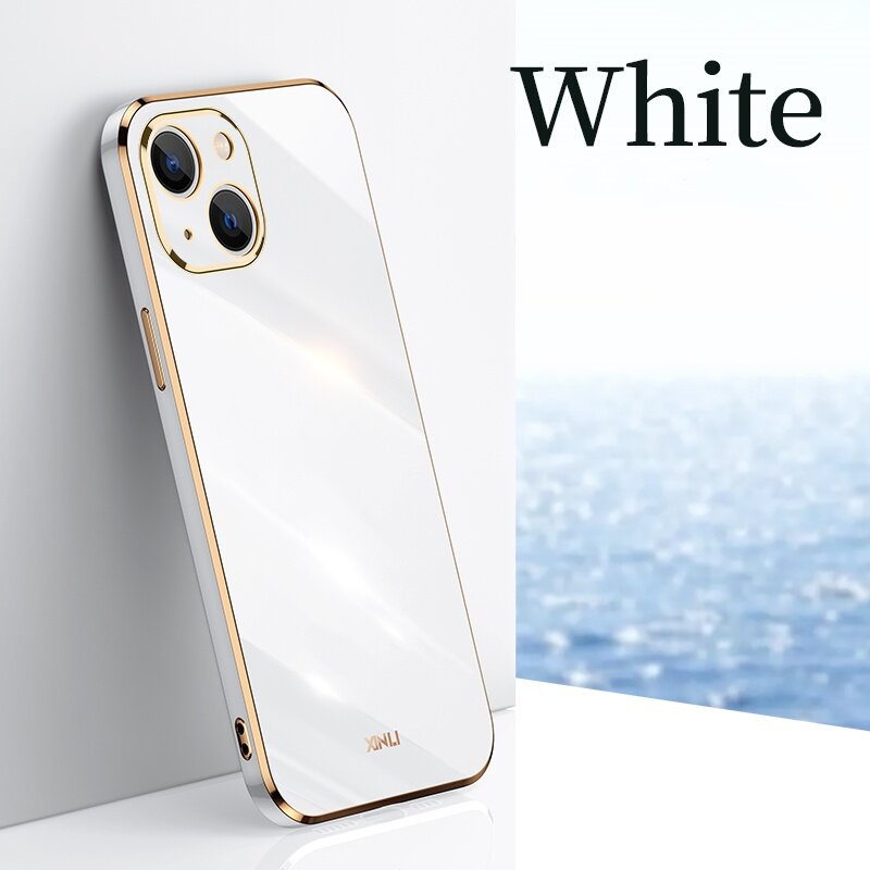 Ốp Điện Thoại Dẻo Viền Vuông Mạ Màu Sang Trọng Cho iPhone 11 12 13 13 Pro Max 6 6S 7 8 Plus 6D