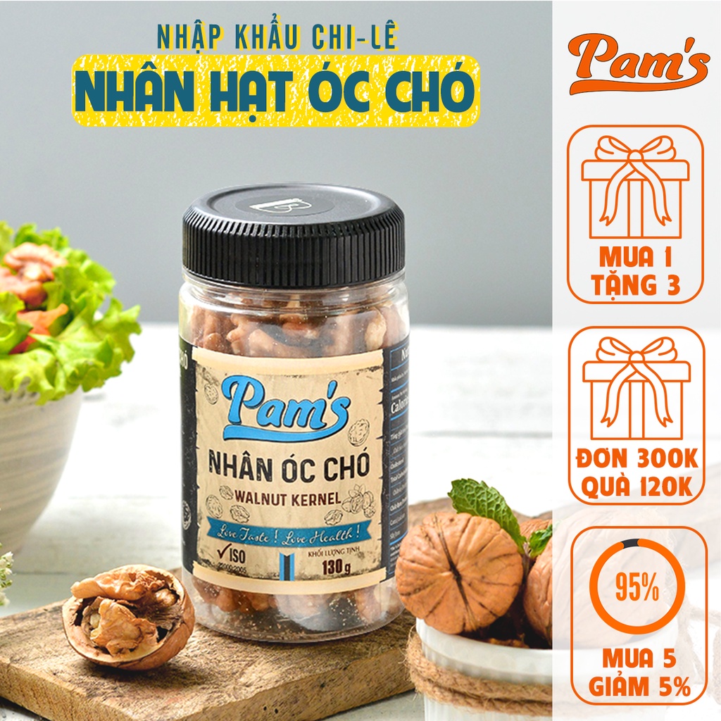 Nhân Óc Chó Vàng Nhập Khẩu Chile Pams Đã Tách Vỏ Sấy Chín Giòn Thơm Thích Hợp Cho Mẹ Bầu