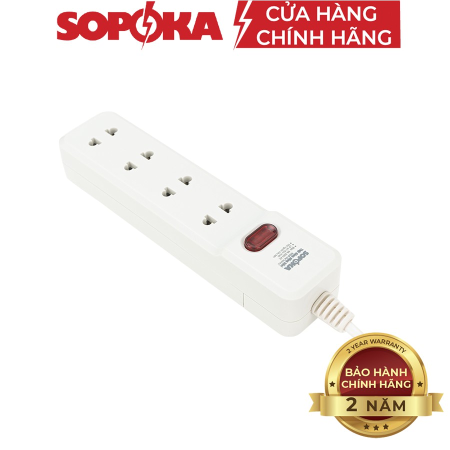 Ổ cắm điện liền dây chịu tải 1200W 2200W SOPOKA 4H1 4H2 dây 2,5M-4,5M Chính hãng