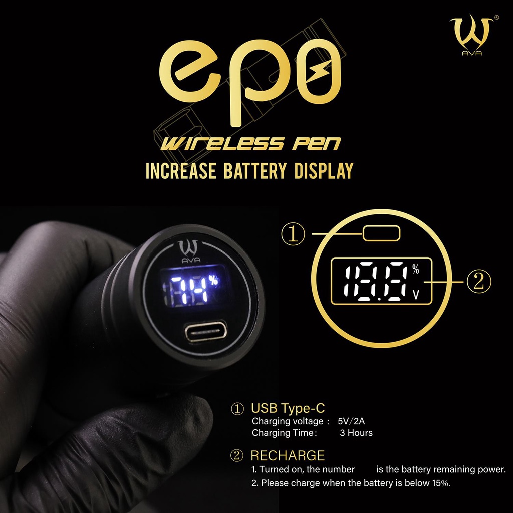 Máy xăm tattoo_ava GT pen không dây ep8