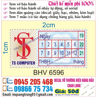 【In Tem Bảo Hành】 giá rẻ tại hà nội 50đ/cái