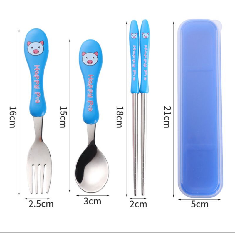 BỘ MUỖNG ĐŨA NĨA 3 MÓN DÀNH CHO TRẺ EM CHẤT LIỆU THÉP KHÔNG GỈ CAO CẤP