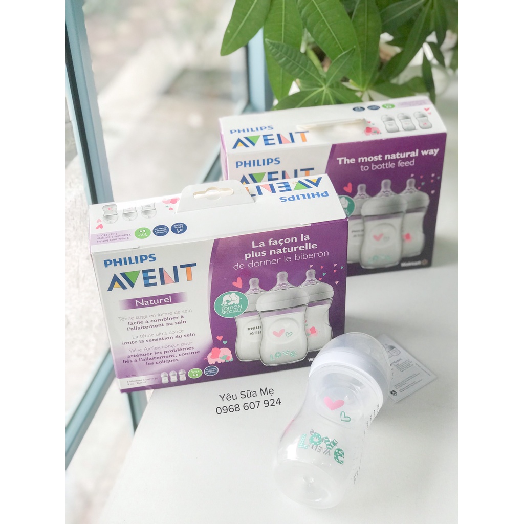 Bình sữa avent natural 260ml cho bé họa tiết xinh xắn