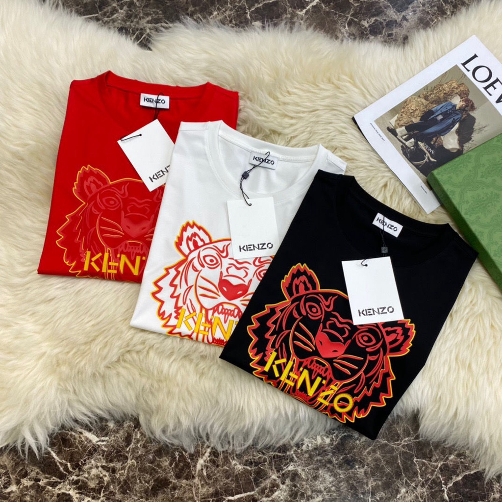 Áo Thun Tay Ngắn Cổ Tròn In Hình Đầu Hổ Và Chữ Kenzo Phong Cách Đường Phố Thời Trang Mùa Hè Cho Nam Và Nữ