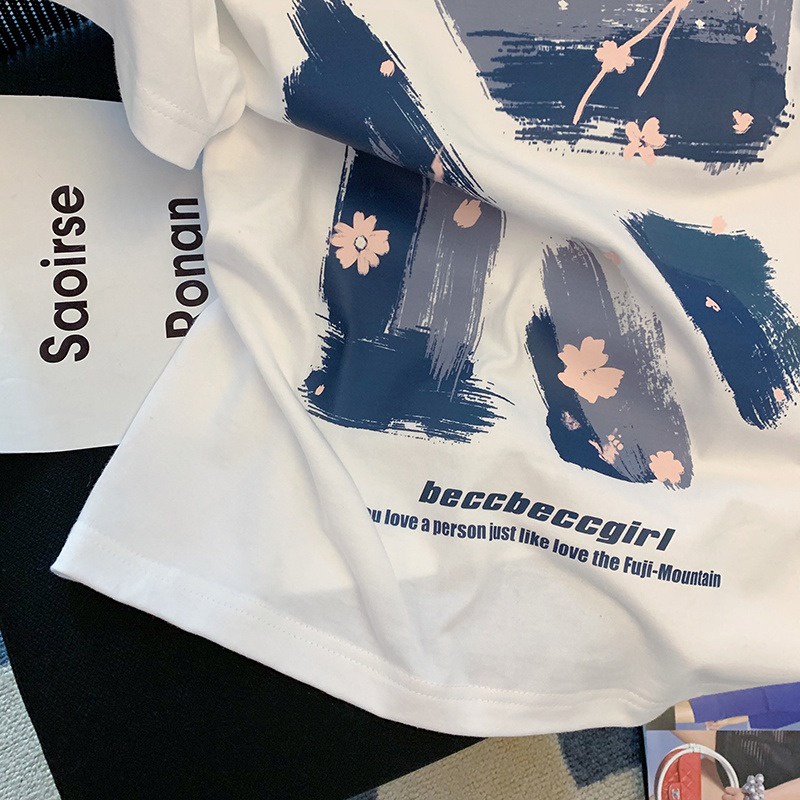 Áo thun PEWARN ngắn tay dáng rộng thiết kế phong cách Hàn Quốc thời trang mùa hè dành cho nam và nữ