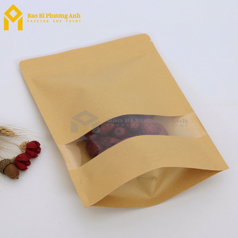 Combo 100 Chiếc Túi Zip Giấy Kraft Nâu 10x15_Bao Bì Phương Anh