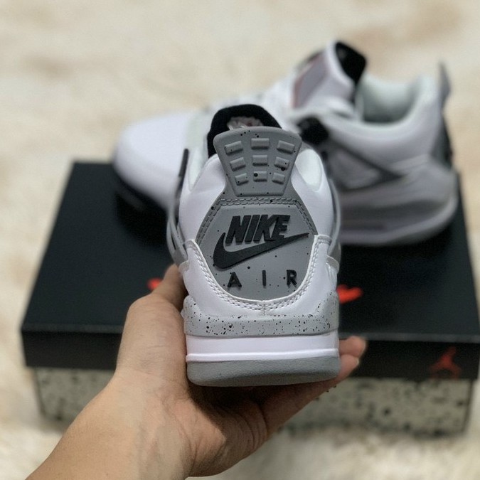 ✔️Giày Jordan 4 Low Trắng Đen Logo Đỏ White Cement Fullbox✔️